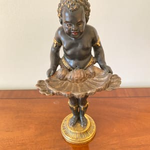 Venetian Carved Wood Blackamoor Carrying a Shell Tray