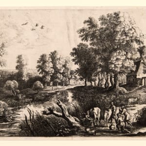 The Milkmaid Walking Beside the River by Lucas van Uden