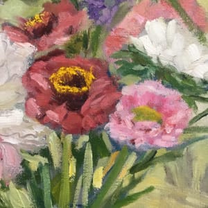 Summer Flowers in Blue Vase by Kathleen Bignell 