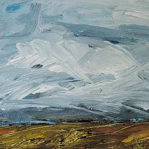 Fields of Rust and Yellow Under a Cloudy Blue Sky by Kathleen Bignell 