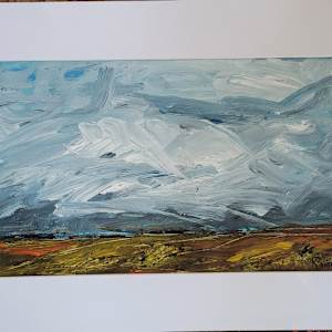Fields of Rust and Yellow Under a Cloudy Blue Sky by Kathleen Bignell 