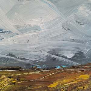 Fields of Rust and Yellow Under a Cloudy Blue Sky by Kathleen Bignell 