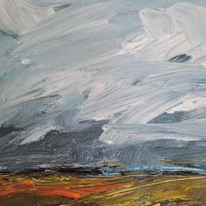 Fields of Rust and Yellow Under a Cloudy Blue Sky by Kathleen Bignell 