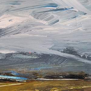 Fields of Rust and Yellow Under a Cloudy Blue Sky by Kathleen Bignell 