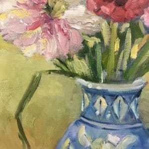 Summer Flowers in Blue Vase by Kathleen Bignell 