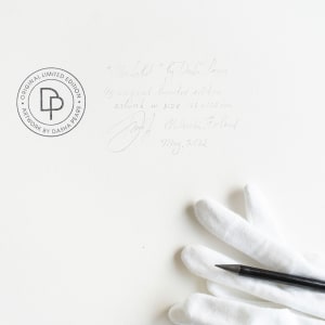 Think Positively by Dasha Pears  Image: signature on the back and the ink authenticity stamp