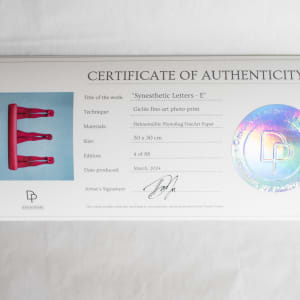 Synesthetic Letters: E 4/88 by Dasha Pears  Image: Certificate of artwork
