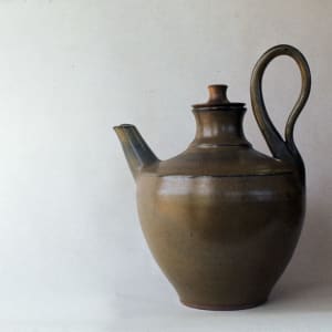 Green Teapot w/ Walnut Turned Lid by Irwin A. Whitaker