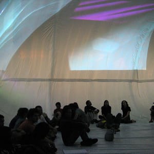 A Bolha  Image: Inside the installation with projections on the wall