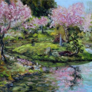 Cherry Blossoms Mayne Island Japanese Garden by Terrill Welch
