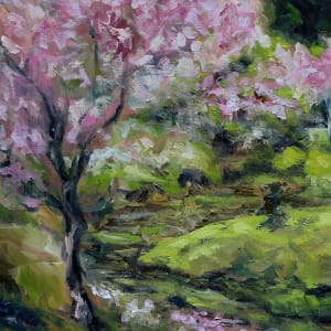 Cherry Blossoms Mayne Island Japanese Garden by Terrill Welch 