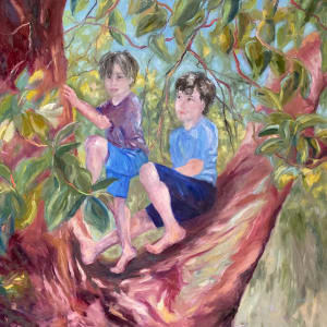 Boys Climbing in an Arbutus Tree by Terrill Welch
