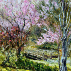 Plum Blossoms Japanese Garden by Terrill Welch 