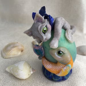 "Fishing for Sushi "Hand-sculpted Ornament 