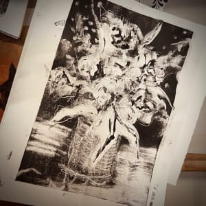 Fluffy Bouquet Monoprint by Cynthia Berg