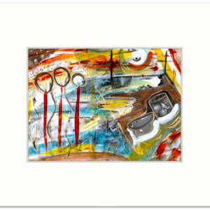 Sentinels by Mary Rush  Image: Sentinels - 9 x 12 inches,  Acrylic & Glitter on Paper, Includes Mat 15 x 18 inches