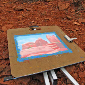 Sedona Conversations by Mary Rush  Image: The painting waiting for me to pack up.