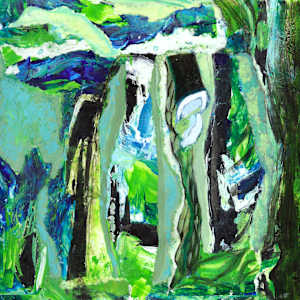 Forest Enchantment by Mary Rush  Image: Forest Enchantment - Acrylic Collage on Paper - Artwork: 11 x 8.5 inc