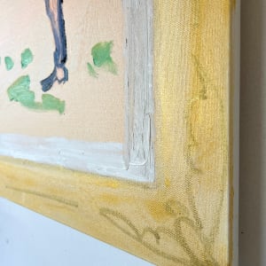 Simple Pink Horse Painting with Man in Hat by Anne-Louise Ewen 