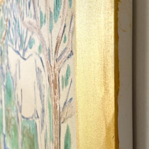 Horse Painting with Lady in Hat (Wide Gold Frame) by Anne-Louise Ewen 