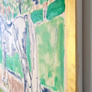 Horse Painting with Beagle and Man in Hat by Anne-Louise Ewen 