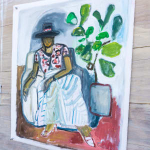 Signora in Hat with Fiddle Leaf Fig 