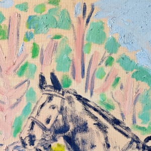 Horse Painting with Beagle and Man in Hat by Anne-Louise Ewen 