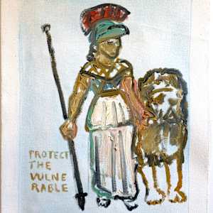 Warrior Goddess with Lion 1 (Protect the Vulnerable) by Anne-Louise Ewen 