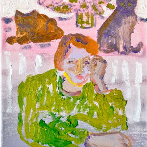 Cat Painting: There are Two Means of Refuge from the Miseries of Life by Anne-Louise Ewen