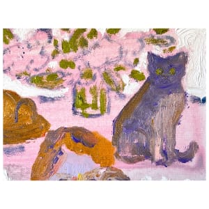 Cat Painting: There are Two Means of Refuge from the Miseries of Life by Anne-Louise Ewen 