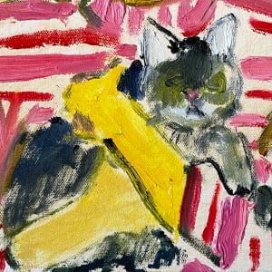 Cat Painting: Get Going on a Little Optimism Around Here by Anne-Louise Ewen 
