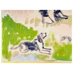 Horse Painting with Beagle and Man in Hat by Anne-Louise Ewen 