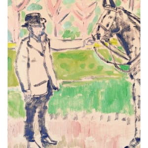 Horse Painting with Beagle and Man in Hat by Anne-Louise Ewen 