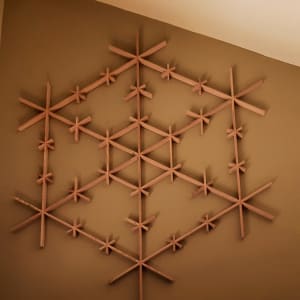 Works in progress/Experimental by Robert E LeBlanc  Image: First attempt at a basic hexagon flake, made from Douglas Fir.
