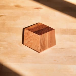 Works in progress/Experimental by Robert E LeBlanc  Image: Simple 3D illusion using Oak, Rosewood, and Maple.  It's only 1" thick.