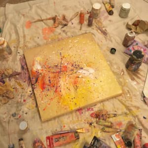 Yellow, bright light by Mandy Damirali  Image: While making of the painting