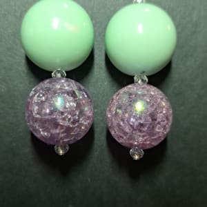 Earrings: "Go-Go" Mint green and Lavender Crackle by Perry Art Productions "Finding The Beauty"