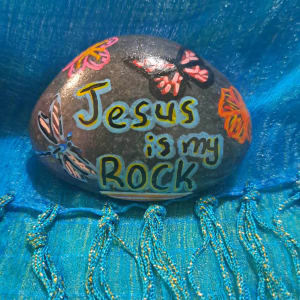 Painted Rock Jesus Is My Rock by Perry Art Productions "Finding The Beauty"