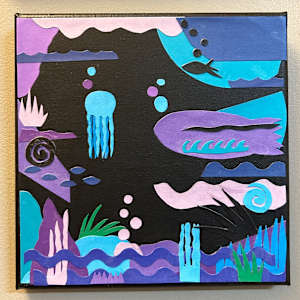 “Stained Glass” Collage No. 29 - “El Mar” by Mariana D Kramer