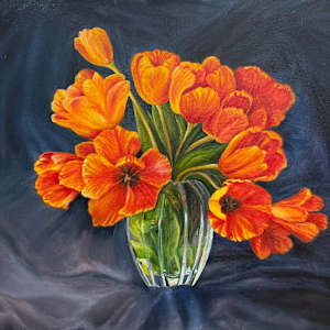 Cut Tulips - Red, Yellow and Orange by Mary O'Malley-Joyce