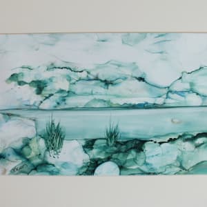 Green Shoreline  Image: Green Shoreline - Alcohol Ink landscape Mounted