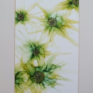 Organza  Lime Flowers  Image: Organza Lime Flowers Alcohol Ink Mounted