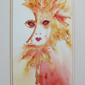 Autumn Fire by Sarion Gravelle-Harris  Image: Autumn Fire - Venetian Masks- Season Series Mounted