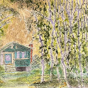Cozy cabin in the woods by Lon Bender