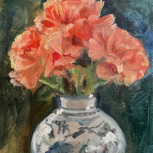 Blue Vase Carnations (Day 29) by Mary Bryson