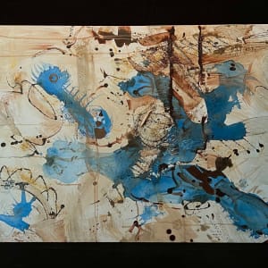 BROWN BLUE AERIAL LANDSCAPE ACRYLIC by Maria Cerro 