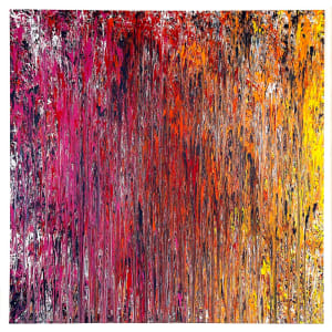 Raining Rainbows:  Primary Colors and Beyond Triptych by Lisa Marie Studio  Image: “Raining Rainbow” red left canvas 