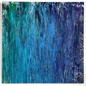 Raining Rainbows:  Primary Colors and Beyond Triptych by Lisa Marie Studio  Image: “Raining Rainbow” blue right canvas