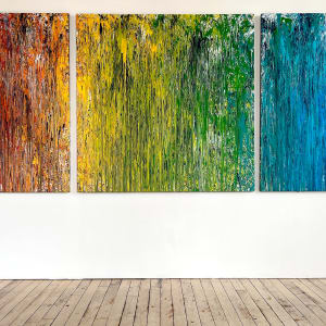 Raining Rainbows:  Primary Colors and Beyond Triptych by Lisa Marie Studio