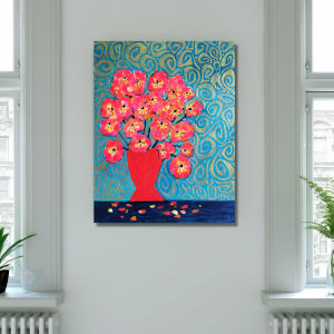 Flower Vase with Gold Swirls 2022 by Jo Claire Hall 